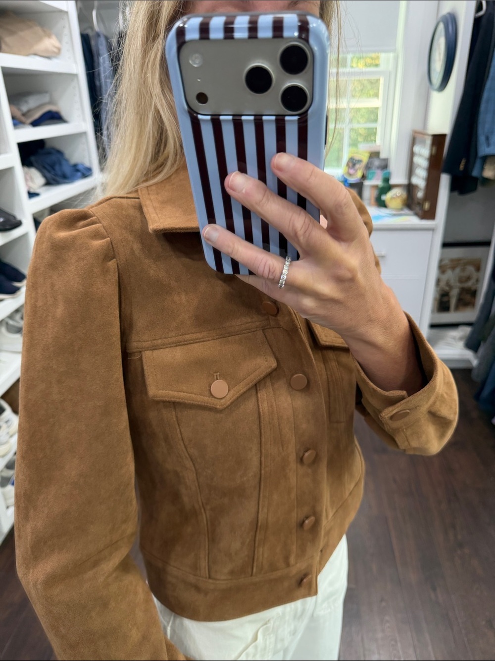 Francesca's Collections Suede Jacket in Tan Brown - Picture 3 of 7